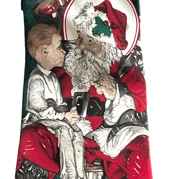 Vintage 1996 Saturday Evening Post Silk Hunter Green Christmas Neck Tie - Picture 3 of 6